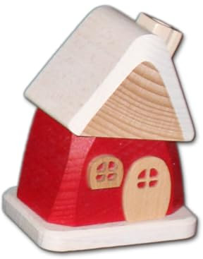 Holzwaren Egermann kleines Räucherhaus aus Holz - Hübsches Rauchhaus in der Farbe: Rot - Maße: ca. 9 x 6 x 7 cm - Made in Germany