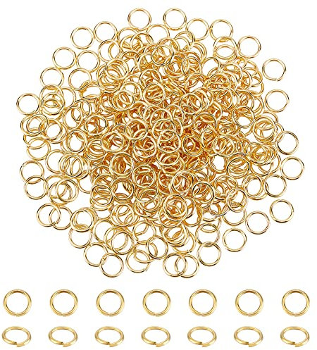 PandaHall 360pcs Messing-Sprungringe, dicht, Aber Nicht gelötet, golden, 8x1 mm