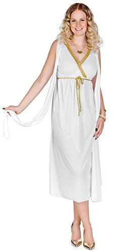 tectake dressforfun Frauenkostüm griechische Schönheit Penelope | Langes, wunderschönes Kleid | Angenähte Schärpen an den Oberarmen | Goldener Bindegürtel (S | Nr. 300326)