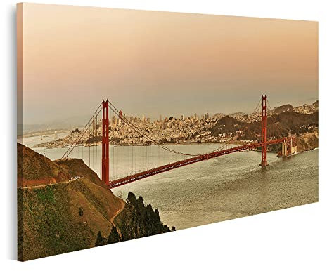 islandburner Bild auf Leinwand Golden Gate Bridge Panorama Bei Sonnenuntergang In San Francisco Bilder Wandbilder Poster