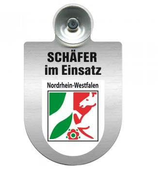 Einsatzschild Windschutzscheibe incl. Saugnapf - Schäfer im Einsatz - 309387 - incl. Regionen nach Wahl Farbe Region Nordrhein-Westfalen