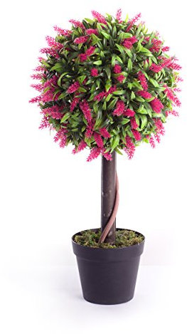 Best Artificial 2ft 60cm Lavender Ball Tree Plant Garden Office Conservatory Tropical Indoor Outdoor (Pink)