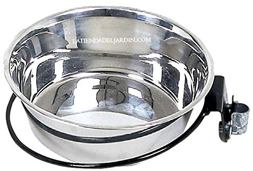 Futterstation für Hunde mit Wandhalterung aus Edelstahl, Fassungsvermögen 2,80 l, kann als Tiertränke verwendet werden. Maße: Ø 25 cm, 25 x 26 x 8,2 cm.