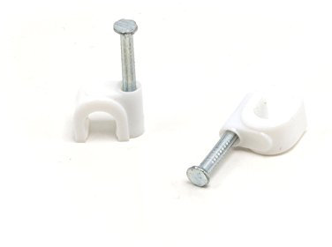 THE CIMPLE CO - Single Coaxial Cable Clips, Cat6, Electrical Wire Cable Clip, 1/4 in (6 mm) Nail Clip and Fastener, White (10 Pieces per Bag)