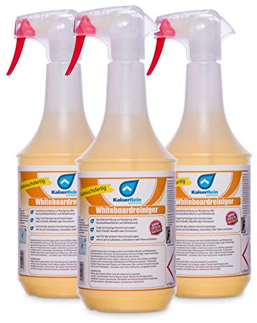 KaiserRein professional Profi Whiteboardreiniger und Schreibtischreiniger 3 x 1 L Schultisch Türen Schrank Reiniger löst auch Filzstift permanent Kugelschreiber Stempelfarbe von