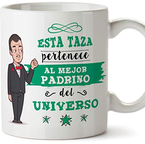 MUGFFINS Taza Padrino - Esta Taza Pertenece al Mejor Padrino del Universo - Taza Desayuno/Idea Regalo Original/Día de Pascua para Padrinos. Cerámica