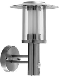 Lindby LED Wandleuchte außen Gregory mit Bewegungsmelder (spritzwassergeschützt (Modern) in Alu aus Edelstahl (1 flammig,) - Wandlampe für Außenwand/Hauswand Haus Terrasse und Balkon