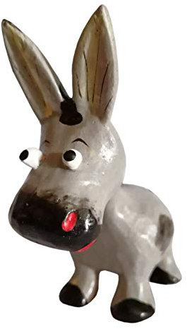 Wogeka Kleiner bunter Esel Holz Tier Holz Figur Schnitzerei Handarbeit Dekoration Geschenk-Idee KTier 88