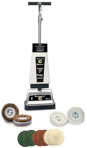 Koblenz P-2600A Carpet Shampooer Machine, 12 in Floor Polisher, Electric Floor Scrubber, 144 oz Tank, Twin Brushes, Scrubbing and Polishing Pads, Commercial Carpet Cleaner, White/Black