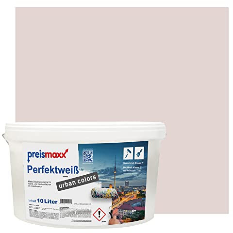Preismaxx Perfektweiß urban colors, bunte Wandfarbe, rosa, beigerosa, beige pink 10L, Innenfarbe, hohe Deckkraft Klasse 2, matt