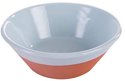 Verano Spanish Ceramics Rustic Pastel Half Dipped Large Serving Fruit Food Dish Bowls - 23cm Duck Egg Blue