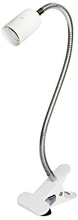 Akynite Clip on Light Bulb Holder E27 with Plug and Switch, Flexible Clamp Light with 1.25m Cable, E26 Lamp Holder Clamp Screw Fitting, Desk Lamp E27 Clip on Bed Lamp (White, No Bulb)