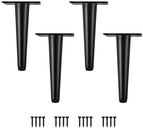 Möbelfüße 4 Stück Möbelbeine Kegel Schräg/Vertikale Möbelfüße Edelstahl mit Rutschfeste Gummibasis DIY für TV-Schrank Bett Sofa Badschrank (Höhe-20CM (8), Schwarz-Vertikal)