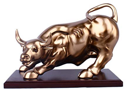 BESPORTBLE Feng Shui Ox Statue Chinesische Zodiac OX Jahr Goldene Kuh Ox Statue Skulptur Wall Street Bull Statue Harz Sternzeichen Tier Maskottchen Figurine Dekoration mit Stand für 2021