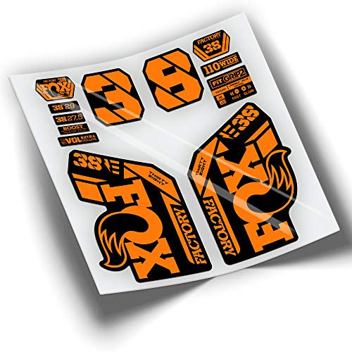 PEGATINEA Fox 38 Factory EBIKE 2021 Orange Aufkleber-Set für Fahrräder, Vinyl, Tierisch, Fuchs, Metall