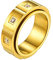 PROSTEEL 18k vergoldet Spinner Ring in Größe 57 für Männer Stressabbau drehbarer Ring mit Zirkonia eingelegt Band Ring Finger Modeschmuck Accessoire für Hochzeit Verlobung