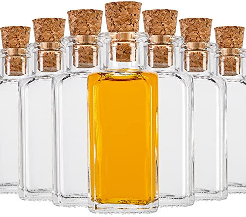 SUPERBUTELKI.PL Botellas de vidrio para rellenar Quadra de 100 ml, 50 unidades, vidrio elegante y moderno, para guardar vino, tinturas, vasos vacíos, botellas con corcho (50, 100 ml)