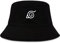 Roffatide Anime Leaf Village Fischerhüte Bestickter Hut Angelhut Reversible Double Side Wear Baumwolle Sonnenhut Schwarz