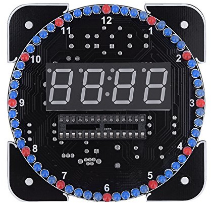 ASHATA DIY Multi-Function Digital LED Clock Kit, Light Control Clock Kit, Temperatur und Zeit Abwechselnd, Geeignet für Zuhause, Schule und Büro(Blau mit Etui)