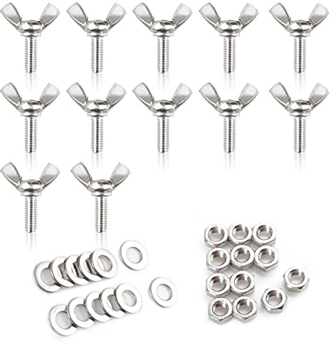 LEONTOOL M6 x 16 mm Flügelschrauben mit Flügelknauf, 12 Stück Rändelschrauben, 304 Edelstahl, Schrauben, Muttern und Unterlegscheiben, Schmetterlingsschrauben und Muttern.