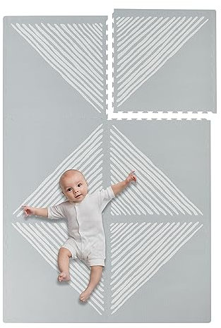 Toddlekind Premium Krabbelmatte 180x120cm - Weiche, BPA-freie und nachhaltige Spielmatte für Babys - 6-teilige Puzzlematte aus EVA-Schaumstoff - Ideal als Krabbelteppich fürs Kinderzimmer - Blaugrau