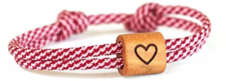Herz Surferarmband mit Holz, Partnerarmband, Holzschmuck, Segeltau, Liebe, Verlobung