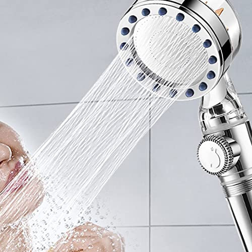 Duschkopf Handbrause, Propeller Hochdruck Regendusche, Brausekopf Mit Wassersparend, 360 ° Drehbar Duschkopf Mit Filter, Turbo Charger Shower Head, Badezimmer Duschkopf (Silber)