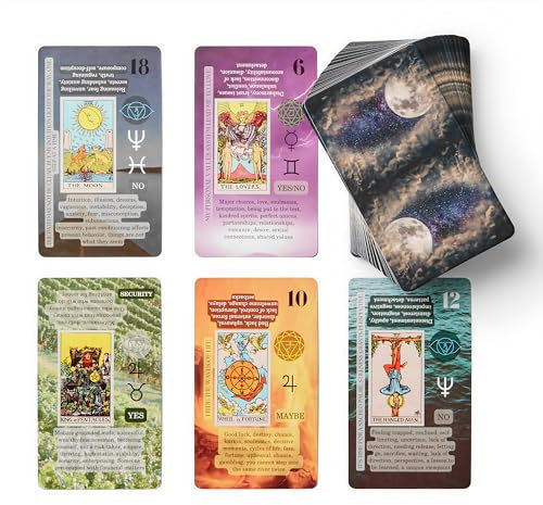 Witchy Cauldron Tarot Lernkarten Deutsch Deck für Anfänger mit Bedeutungen auf Ihnen - Chakra, Planeten, Sternzeichen, Elemente Direkt auf Karten