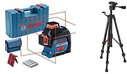Bosch Professional Linienlaser GLL 3-80 + Bosch Professional Stativ für Laser und Nivellier BT 150