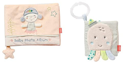Fehn 054514 Fotoalbum Meerjungfrau – Fotobuch zum Entdecken, Forschen und Fühlen – Für Babys und Kleinkinder ab 0+ Monaten – Größe: 20 x 15 cm & 054415 Stoffbuch Oktopus – ab 0+ Monaten – 11 x 11 cm