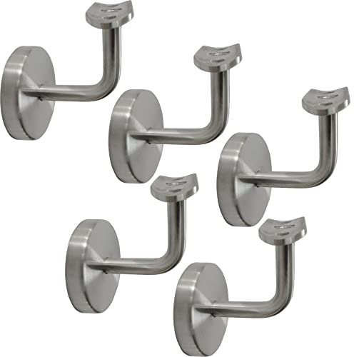 5 x Handlaufhalter Handlaufträger Edelstahl V4A 90° Wandmontage von Handläufen Ø42,4mm salzwasserfest mit Abdeckrosette