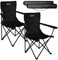 ACTIVE FOREVER Lot de 2 Chaise de Camping Pliante, Siège Pliable Portable Chaise Camping avec Porte-gobelet, Capacité 100kg, Adaptée au Camping, à la Plage, au Barbecue, à la Pêche - Noir