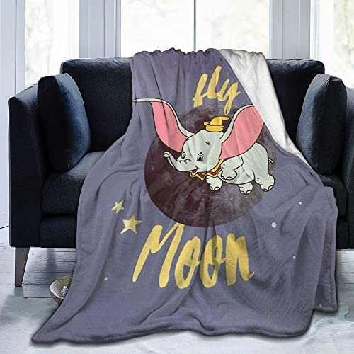 Lawenp Decke für Dumbo, weiche, leichte Plüsch-Flanell-Fleece-Decke mit Cartoon-Muster, für Couch, Sofa, Bett, Reisen, ganzjährig, Dekorationsdecke für Baby, Kinder, Jungen, Mädchen, 127 x 152 cm