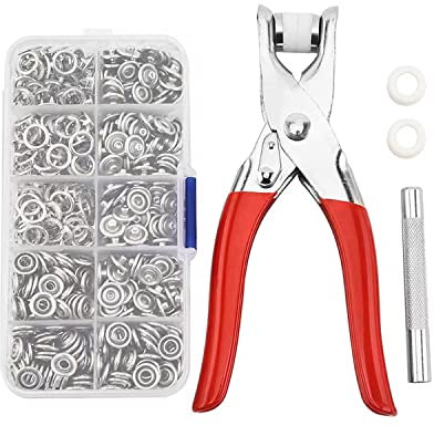 100 Sets Metal Snaps Buttons, 9.5mm Eyelet Press Studs Kit with Fastener Pliers Press Tool Kit Perfect for DIY Clothes Hats Crafting and Sewing