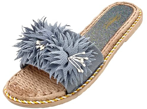 Linea Scarpa - Badeschuhe Pisa - Badepantolette für Frauen mit floralem Dekor - fällt klein aus - grau, 38