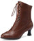 HavueGatue Viktorianische Stiefel Damen Stiefeletten Zum Schnüren Mit Absatz Spitz Stiefeletten Reißverschluss Braun Größenangabe 43