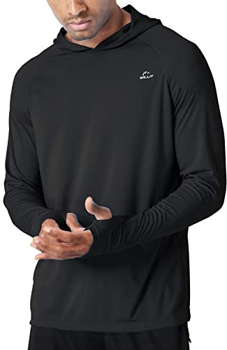 WILLIT Herren Hoodie Kapuzenpullover UPF 50+ Sonnenschutz Rashguard Kapuzen Shirt Langarm SPF Angeln Outdoor Laufen Wandern Leicht Schwarz XL