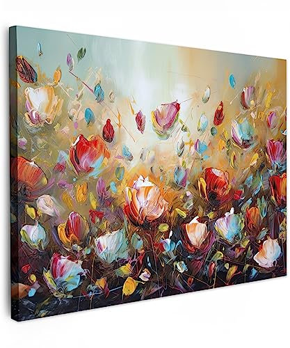 MuchoWow© Leinwände 70x50 cm Wall Decoration Bilder Schlafzimmer Deko Pictures Canvas Painting Wanddekoration Wohnzimmer Wanddeko Blumen - Kunstdruck - Natur - Öl - Gemälde