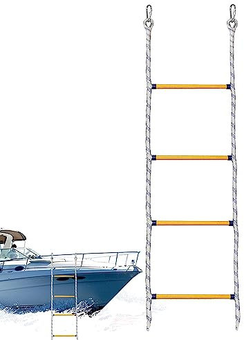 shengyi Schlauchbootleiter 4 Stufen Bootsleiter - Badeleiter Bootsleiter, Nylon Strickleiter Mit 4 Stufen, Schlauchbootleiter Badeleiter Strickleiter 4 Stufig Incl