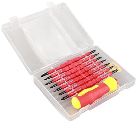 Insulated Screwdriver Set 8pcs Double Ended Insulated Magnetic Screwdriver Kit Cross Screwdriver Set with a Handle (8 in 1)