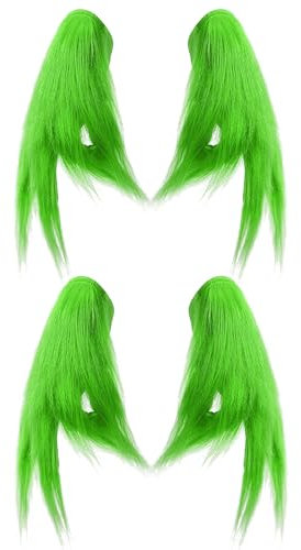 Bnikion 2 Paar grüne Mosterhandschuhe Halloween Cosplay Kostüm Zubehör für Erwachsene Weihnachten Cosplay Handschuhe Santa Furry Hand Handschuhe Xmas, Grüne pelzige Handschuhe, Small