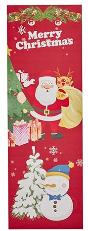 Celebright Christmas Floor Runner with Santa & Rudolph Design - 180 x 60cm - Festive Xmas Décor Rug Ideal for Living Room, Dining Room Area or Hallway