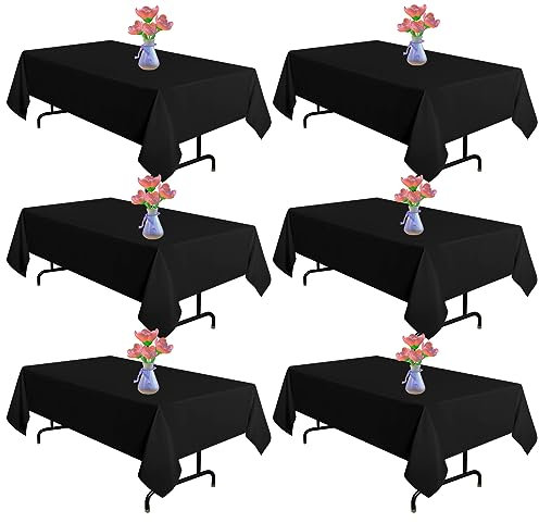Vnituasr 6er-Pack Schwarze Rechteckig Tischtuch, 153×214 cm Polyester-Tischdecken