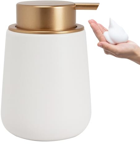 TOOZFO Seifenschäumspender aus Keramik mit leicht zu drückender Pumpe, Handschaumspender für Shampoo, Badezimmer, Küche, Hotel, 340 ml