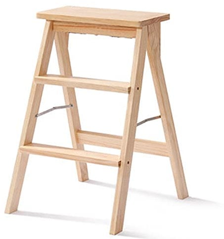 AAMNA Klappbarer Tritthocker, Tritthocker, klappbarer 3-Stufen-Hocker für Erwachsene/Senioren, tragbare Trittleiter aus Holz für Küche/Schlafzimmer, maximale Belastung 150 kg