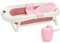 Eulenke Baby Badewanne, Faltbare babybadewanne mit faltbaren Anti-Rutsch-Beinen, Integriertem Thermometer und Baby-Haarwaschbecher, 50L Kinderbadewanne für Babys 0-6 Jahre, Rosa
