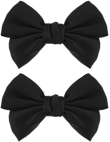 WLLHYF Bow Shoe Clips, 2 PCS Removable Solid Color heels Shoe Buckle decorative Cute Jewelry charms Bag Clothing Hair Accessories for Women Girls Sandals Flats Pumps(Black)