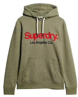 Superdry Sweat à capuche classique Core pour homme avec logo, Vert olive tacheté, S