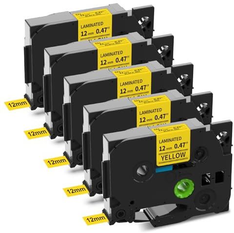 Fimax Kompatible mit Brother p touch bänder TZe-631 tze631 tz-631 tz631 12mm 0.47 Schriftband Schwarz auf Gelb für Brother PT-1000 1010 1080 PT-H105 PT-E110 PT-P300BT PT-H100LB PT-H100R 107B D200BW