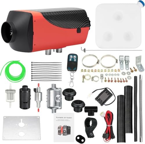 PRIJESSE 8KW Dieselheizung Standheizung 12V, Luftheizung Air Diesel Standheizung Lufterhitzer mit LCD-Display & Fernbedienung Air Diesel Heizung für Wohnmobil Auto LKW Wohnwagen Boot (Rot)